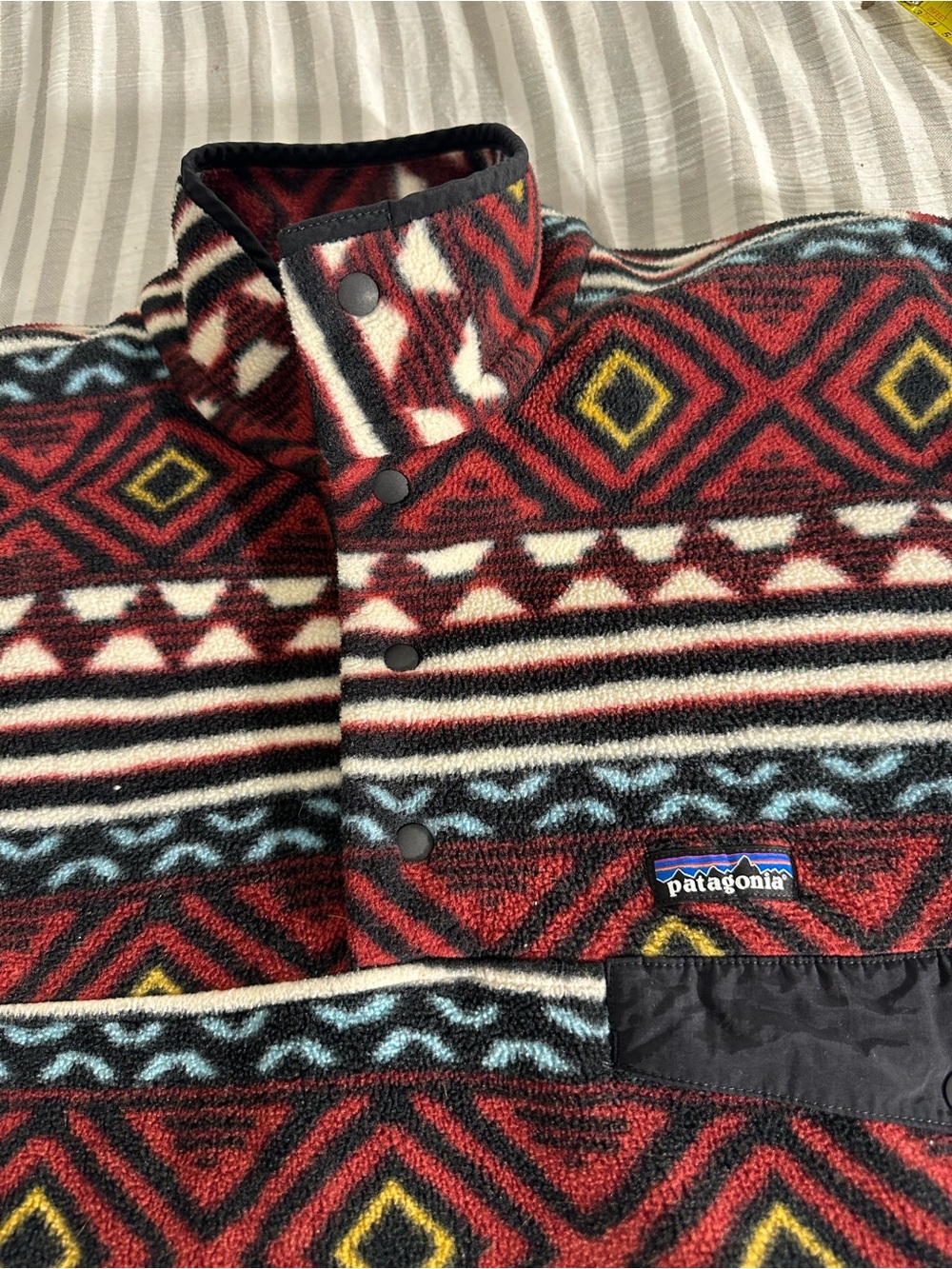 Patagonia Synchilla Men's Fleece Sweater - Red Multi, XL, Excellent